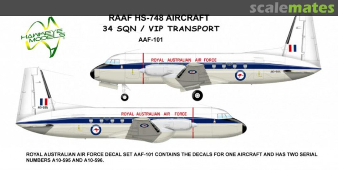 Boxart RAAF, Hawker Siddeley HS.748, 34 Sqn. VIP AAF-101 Hawkeye Models