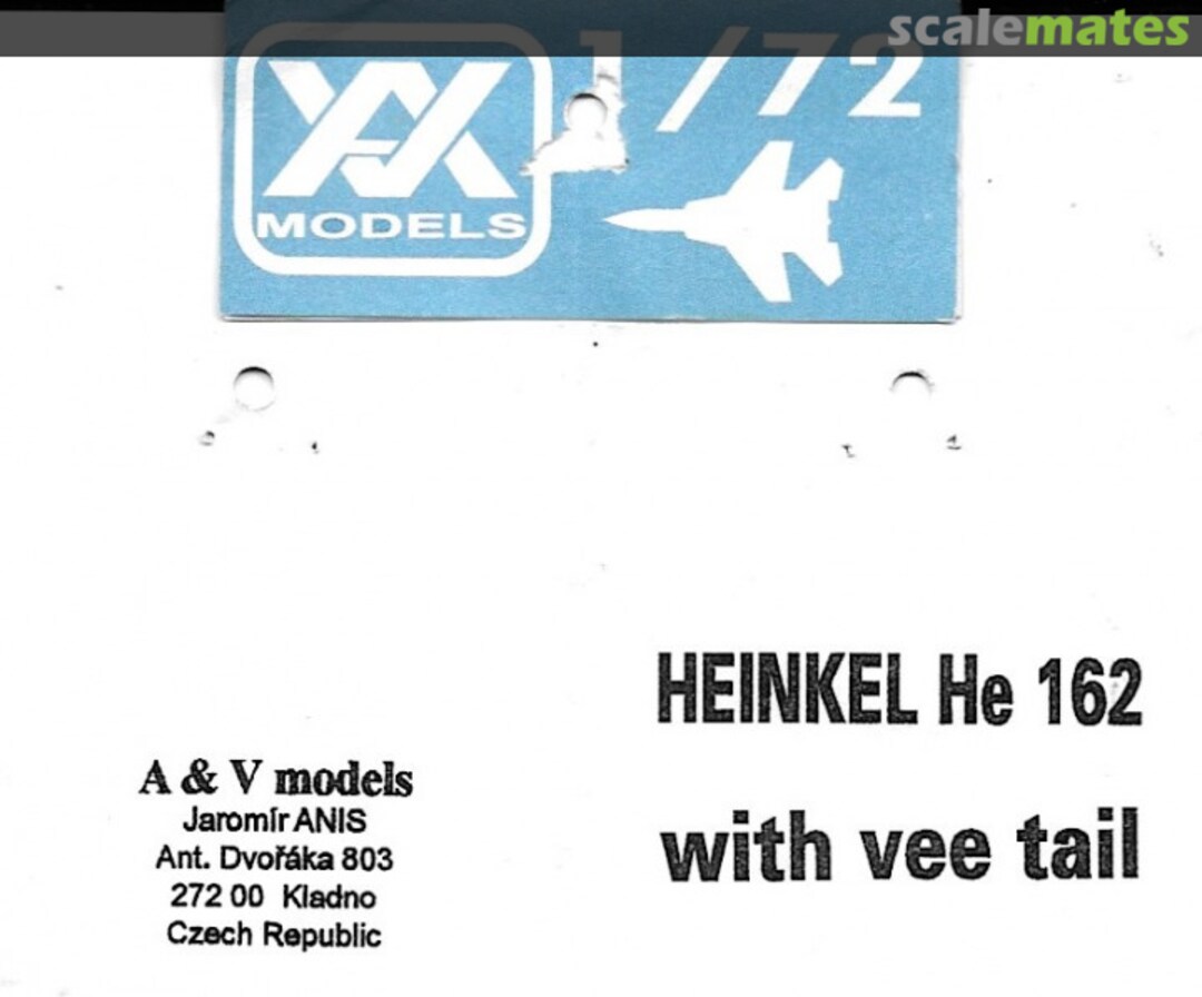 Boxart Heinkel He 162 with Vee Tail A&V Models Boxart Heinkel He 162 with Vee Tail A&V Models