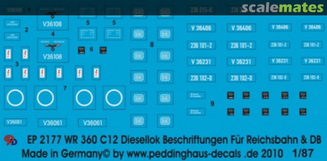 Boxart WR 360 Diesellok C 12 Beschriftungen für Reichsbahn und DB EP 2177 Peddinghaus-Decals Boxart WR 360 Diesellok C 12 Beschriftungen für Reichsbahn und DB EP 2177 Peddinghaus-Decals