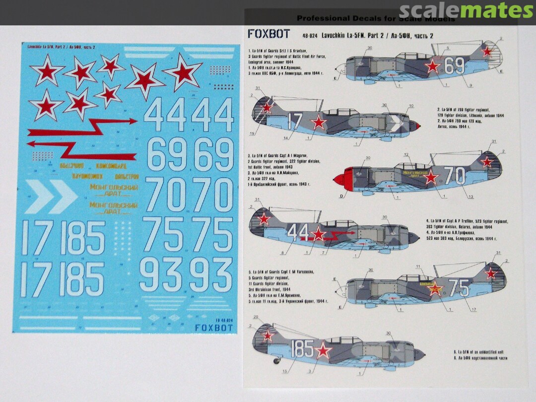 Print Scale 48-019 Decal for LA-5 Part 2 1:48
