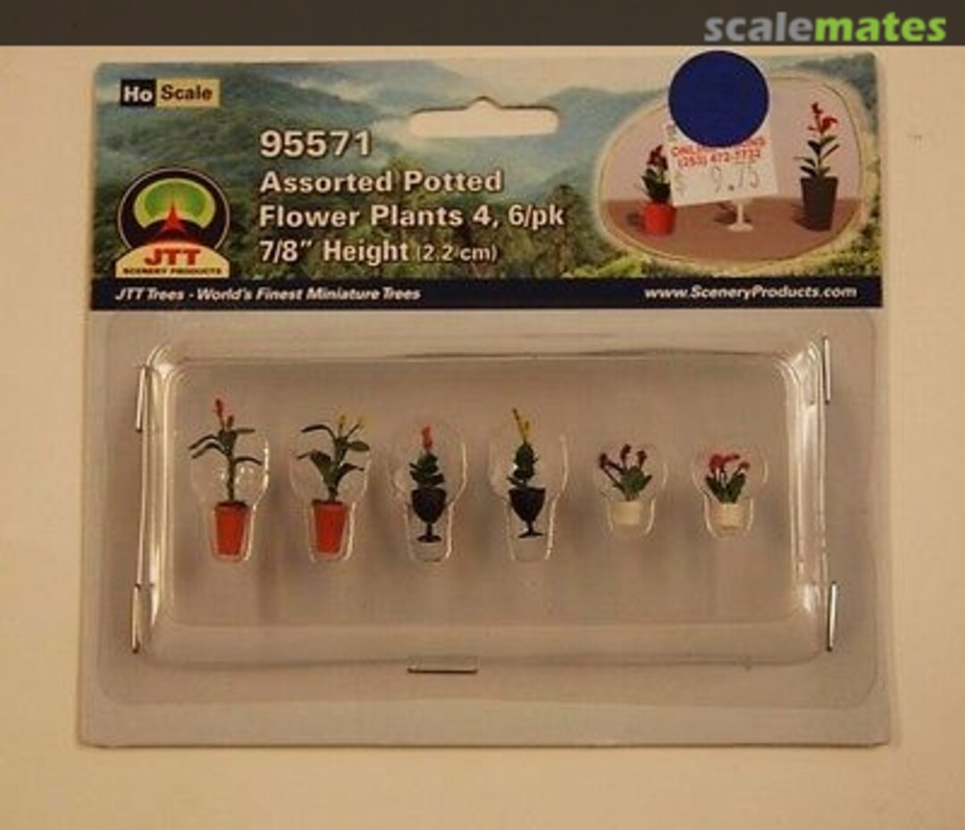 Boxart Assorted Potted Flower Plants 4 95571 JTT Scenery Products