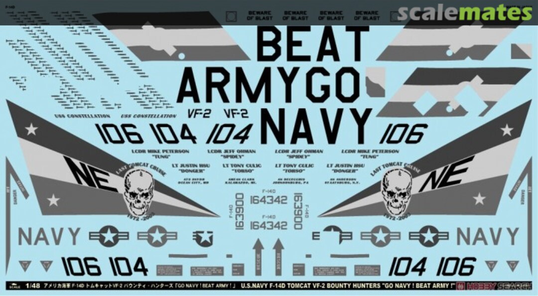 Boxart U.S. Navy F-14D Tomcat VF-2 Bounty Hunters `Go Navy! Beat Army!` A-48053 MYK Design Boxart U.S. Navy F-14D Tomcat VF-2 Bounty Hunters `Go Navy! Beat Army!` A-48053 MYK Design