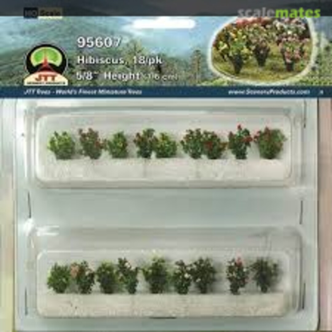 Boxart Hibiscus, HO-Scale, (18 per pack) 95607 JTT Scenery Products Boxart Hibiscus, HO-Scale, (18 per pack) 95607 JTT Scenery Products