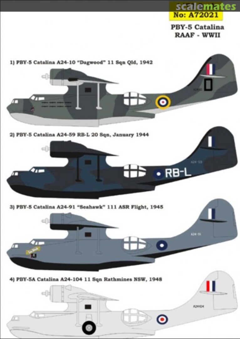 Boxart Consolidated PBY Catalina - RAAF WWII Decals 72021 Aussie Decals