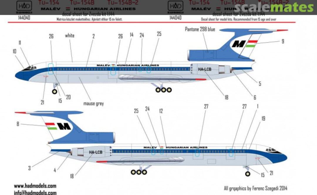 Boxart Tu-154 B/B-2 MALÉV 144040 HADmodels 