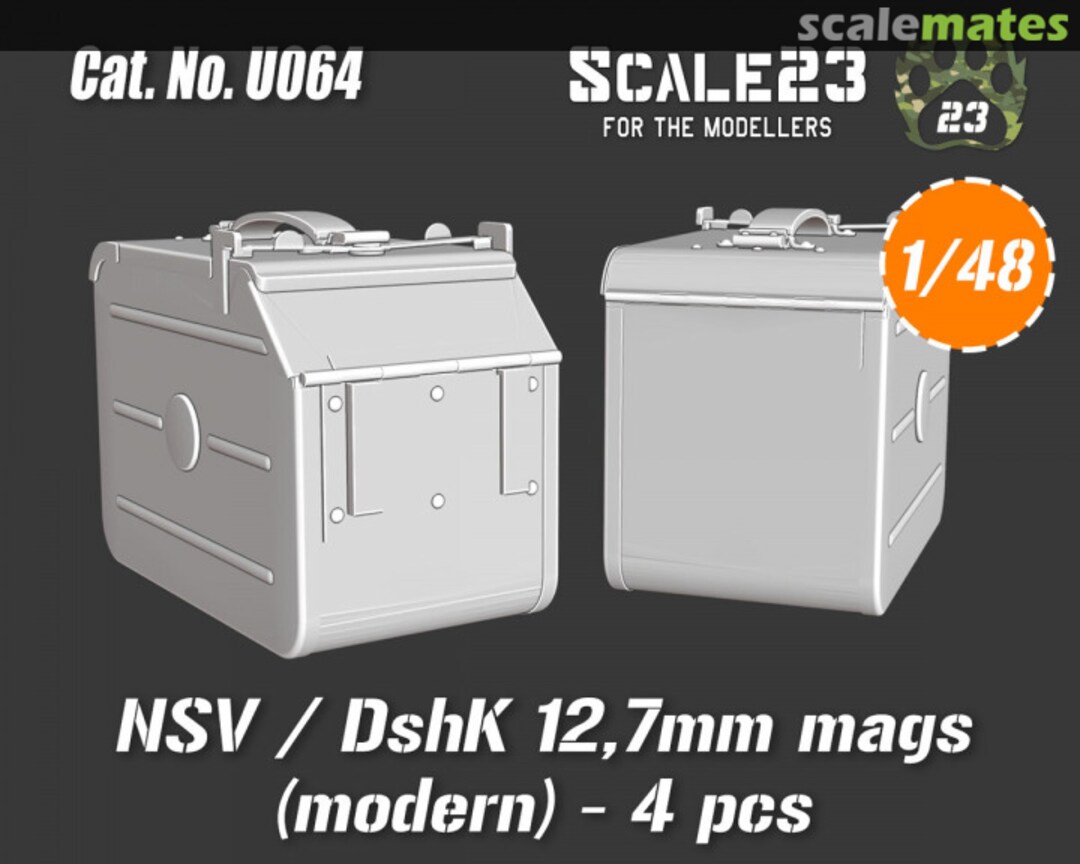 Boxart NSV / DshK 12,7mm mags (modern) - 4 pcs 48-U064 Scale23 Boxart NSV / DshK 12,7mm mags (modern) - 4 pcs 48-U064 Scale23