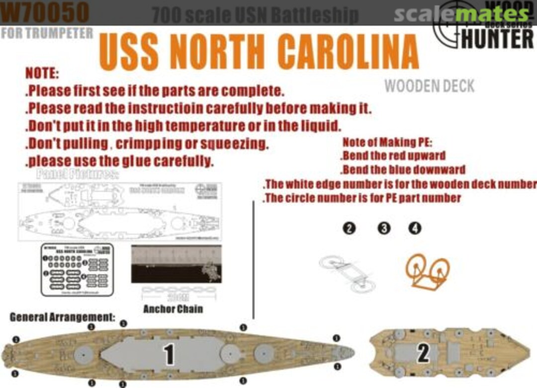 Boxart USN Battleship USS North Carolina Wooden Deck W70050 Wood Hunter