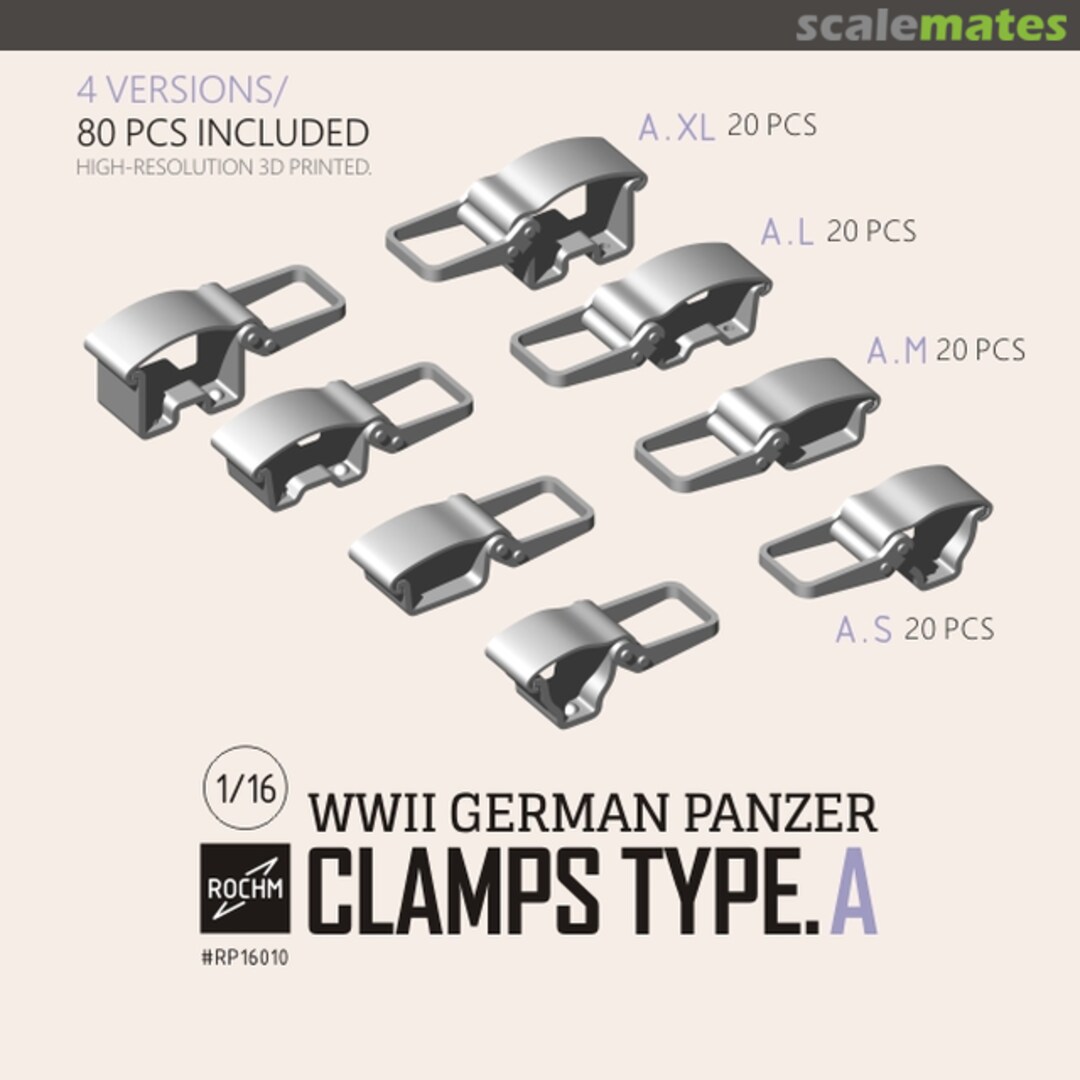Boxart WWII German Panzer Clamps Type.A (4 Versions/80 pcs) RP16010 Rochm Model Boxart WWII German Panzer Clamps Type.A (4 Versions/80 pcs) RP16010 Rochm Model