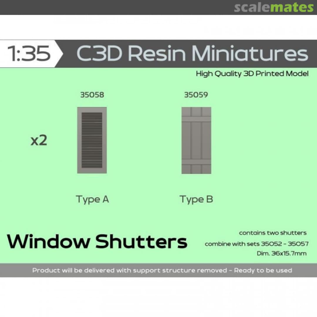 Boxart Shutters For Windows, 1/35 C3D-35058 C3D Resin Miniatures Boxart Shutters For Windows, 1/35 C3D-35058 C3D Resin Miniatures