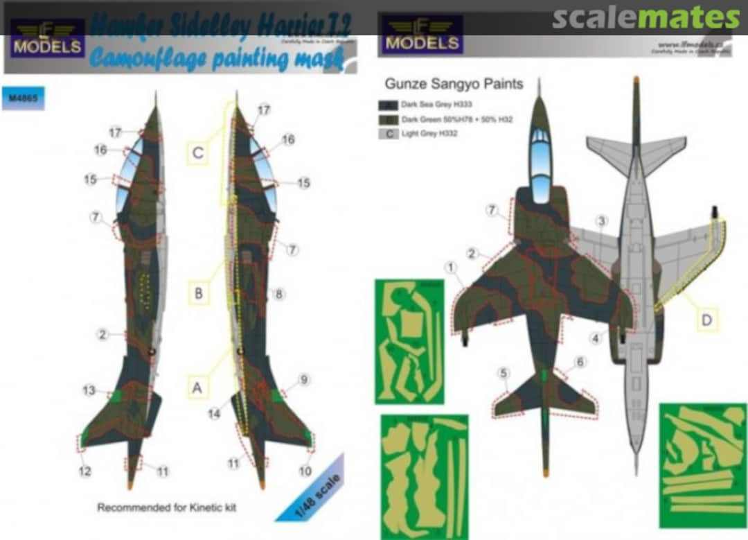 Boxart Hawker Siddeley Harrier T.2 Camouflage Painting Mask M4865 LF Models