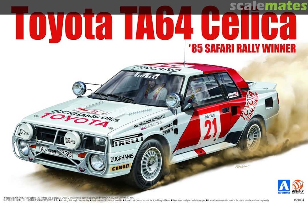 AOSHIMA BEEMAX B24004 KIT 1//24 TOYOTA CELICA TA64 WINNER RALLY SAFARI 1985