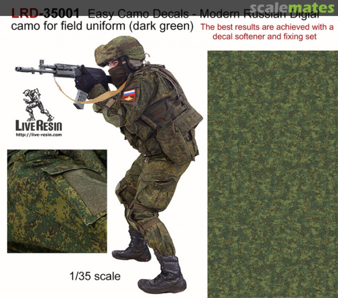 Boxart Easy Camo Decals - Modern Russian Digial camo for field uniform (dark green) LRD-35001 Live Resin Boxart Easy Camo Decals - Modern Russian Digial camo for field uniform (dark green) LRD-35001 Live Resin