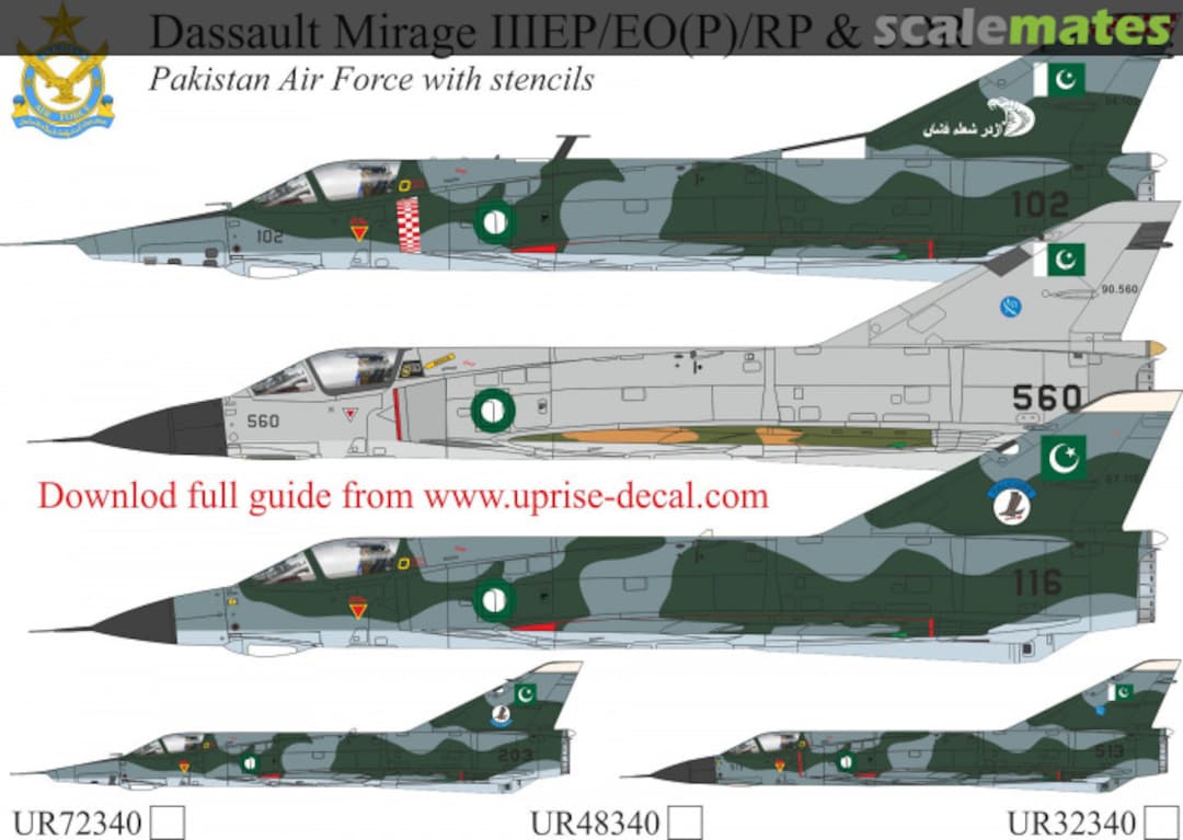Boxart Dassault Mirage IIIEP/EO(P)/RP & 5DR UR48340 UpRise Decal