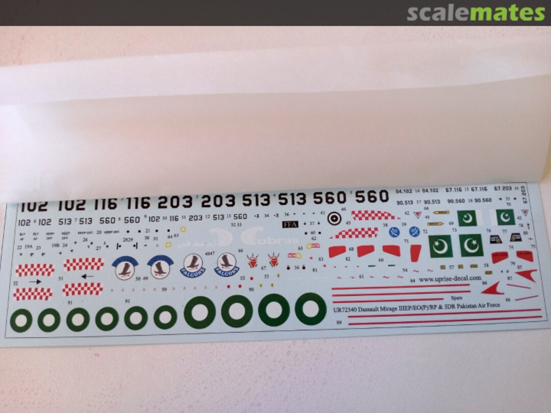 Contents Dassault Mirage IIIEP/EO(P)/RP & 5DR Pakistan Air Force with stencils UR72340 UpRise Decal