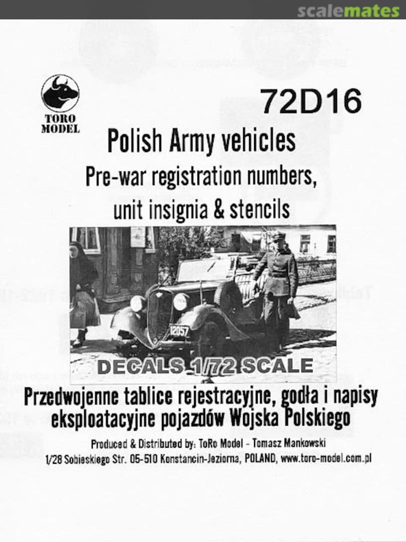 Boxart Polish Army vehicles Pre-war registration number 72D16 ToRo Model