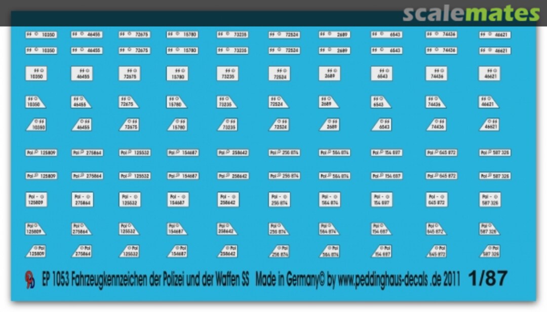 Boxart Police and Waffen SS license plates EP 1053 Peddinghaus-Decals