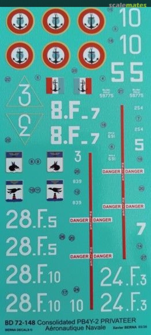 Boxart French Consolidated PB4Y-2 Privateer in Indochina BD 72-148 Berna Decals