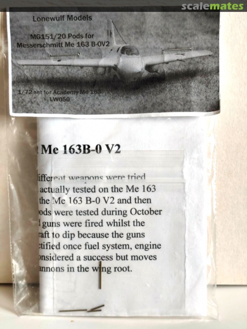 Boxart MG151/20 Pods for Messerschmitt Me 163 B-0V2 LW050 Lonewulf Models