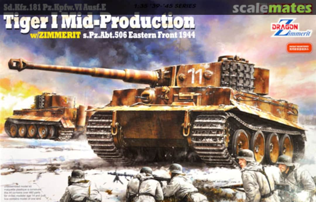 Boxart Tiger I Mid Production w/Zimmerit 6624 Dragon