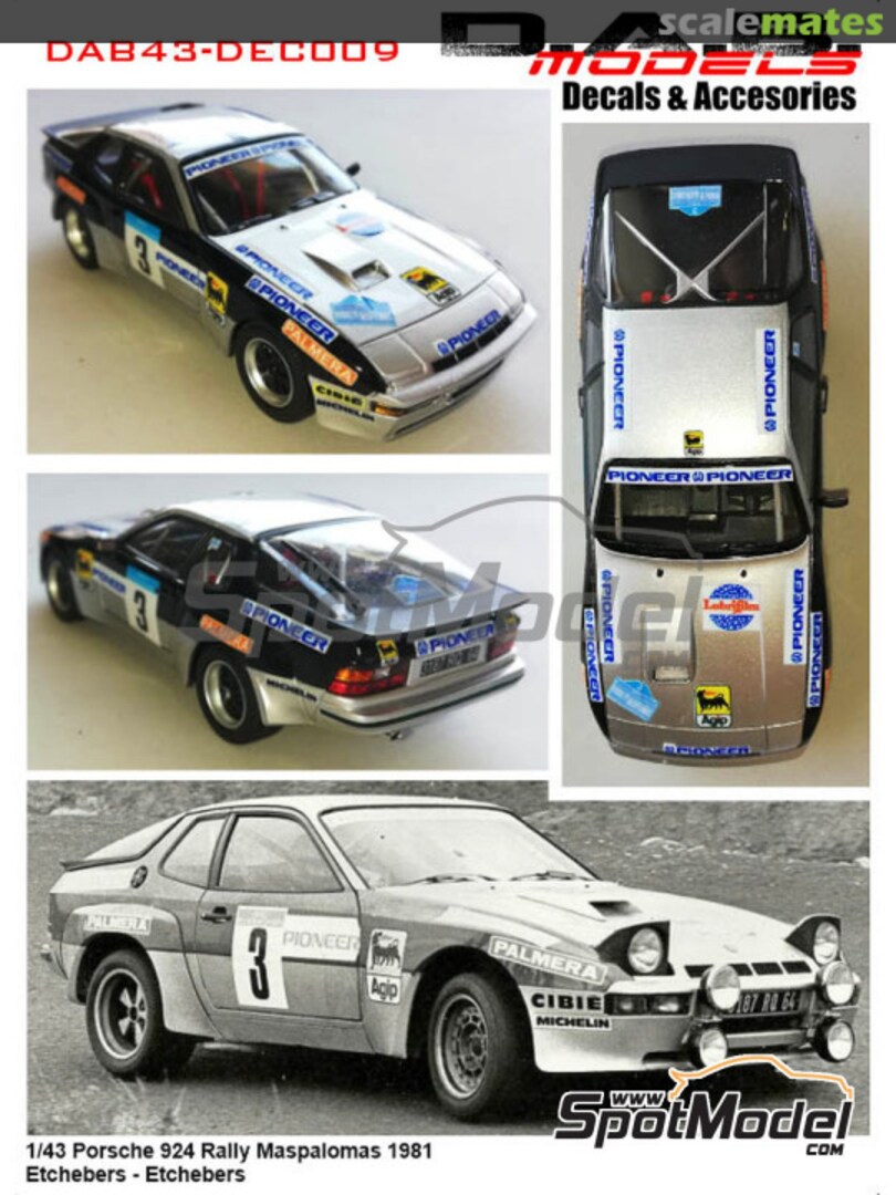 Boxart Porsche 924 sponsored by Lubrifilm - Rally Maspalomas 1981 DAB43-DEC009 D.A.B. Models