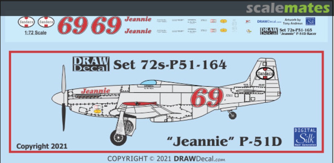 Boxart "Jeannie" P-51D Racer 72-P51-165 Draw Decal Boxart "Jeannie" P-51D Racer 72-P51-165 Draw Decal