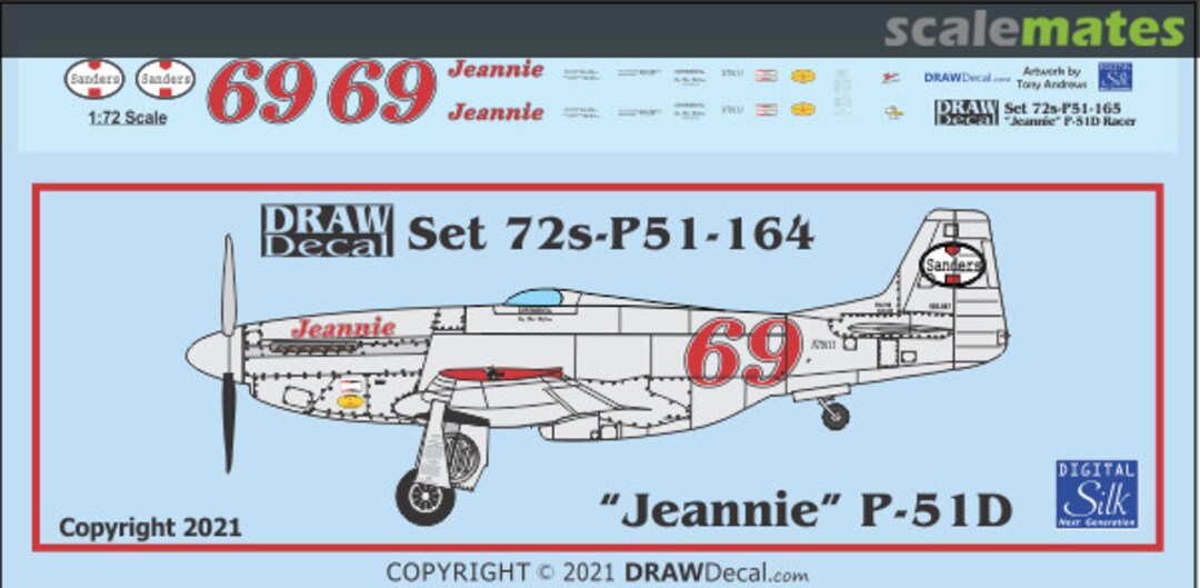 Boxart "Jeannie" P-51D Racer 72-P51-165 Draw Decal