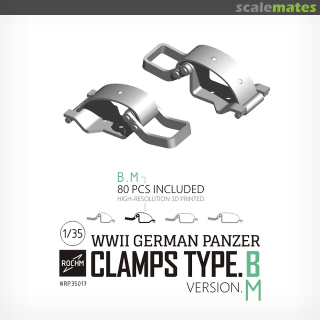 Boxart WWII German Panzer Clamps Type.B Ver.M (80 pcs) RP35017 Rochm