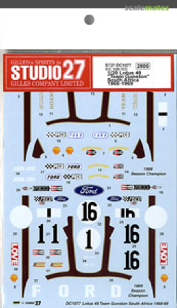 Boxart Lotus Ford Type 49 Team Gunston # 1, 16 ST27-DC1077 Studio27 Boxart Lotus Ford Type 49 Team Gunston # 1, 16 ST27-DC1077 Studio27