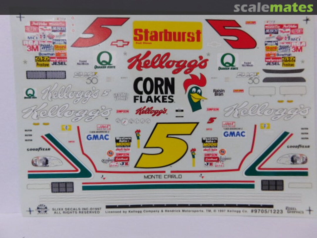 1997 TERRY LABONTE #5 KELLOGGS /"CORN FLAKES/" 1//24 SCALE WATER SLIDE DECAL SHEET