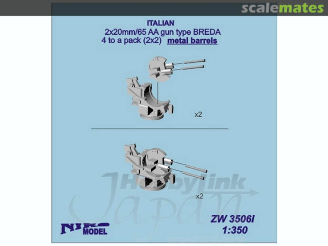 Boxart 2 x 20mm/65 AA Gun Type BREDA ZW3506I Niko Model