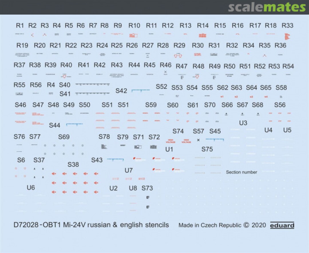 Boxart Mi-24V stencils Russian & English D72028 Eduard